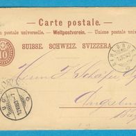 Schweiz Ganzsache P.13 gel.1883 Sihlbrüke / Zug - Bayern.