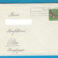 Schweiz Brief 1956 gel. Olten mit Zusatzstempel Luftpost nach dem Ausland schnell