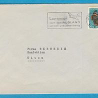 Schweiz Brief 1950 gel. nach Olten mit Zusatzstempel Luftpost.