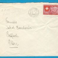 Brief Schweiz gel 1940 Lausanne - Olten. Brief mit gebrauchsspuren