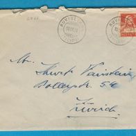 Brief Schweiz 1930 gel. Ruvigliana - Zürich. Brief mit Gebrauchsspuren.