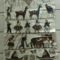 Wandbehang aus Lamawolle Alpaccawolle Handarbeit Peru Motive Anden Geier Bauer Sonne