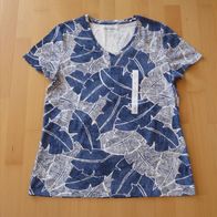 Croft & Barrow - Damen T-Shirt - Gr. L - blau / weiß - NEU