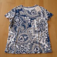 Croft & Barrow - Damen T-Shirt - Gr. M - dunkelblau / weiß - NEU