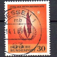 Bund BRD 1968, Mi. Nr. 0575 / 575, Menschenrechte, gestempelt Giessen 14.01.69 #14432