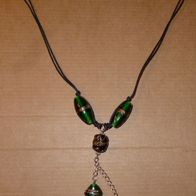 Ethno hippie Kette Halskette grün mit Glasperlen boho indisch Ypsilonkette