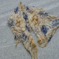 Schönes transparentes Tuch creme braun mit blauen Blumen