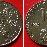 10 DDR Mark Münze 20 Jahre Warschauer Vertrag von 1975, 24 Karat vergoldet