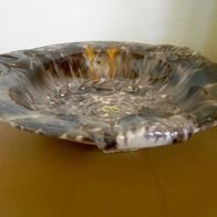 prunkvolle Jasba Keramik Schale Obstschale auf 3 Füßen braun Laufglasur, 50er J.