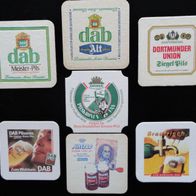 7 alte Bierdeckel Brauereien Biere Dortmund Aktien Union Siegel Kronen Pils DAB