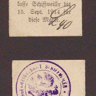 CD01 Saarland Notgeld 1914 Schiffweiler Eine Mark Karton grau