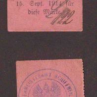 CD02 Saarland Notgeld 1914 Schiffweiler Eine halbe Mark Karton rot