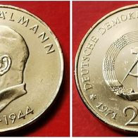 20 DDR Mark Münze Ernst Thälmann von 1971, 24 Karat vergoldet