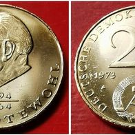 20 DDR Mark Münze Otto Grothewohl von 1973, 24 Karat vergoldet