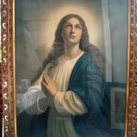 Prunkrahmen 89x115 cm mit Bild Druck alt Heilige(r) Maria? signiert Paolo