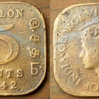 5 Cents 1942 Ceylon