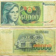 Jugoslawien 50.000 Dinara 1988 - Ersatznote ZA Serie