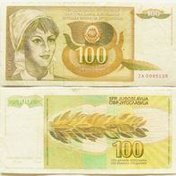 Jugoslawien 100 Dinara 1990 - Ersatznote ZA Serie