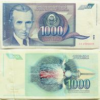 Jugoslawien 1000 Dinara 1991 - Ersatznote ZA Serie