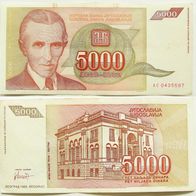 Jugoslawien 5000 Dinara 1993 - Top Zustand