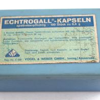 Echtrogall Kapseln alte Kunststoff Dose wahrscheinlich aus den 1960er Jahren