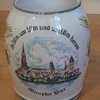 Ulmer Keramik Bierkrug 0,5 Liter Motiv Ulm / Münster Bier