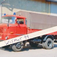 Feuerwehr-Foto DDR Oldtimer VEB IFA LKW Ludwigsfelde W 50 Pritsche Plane