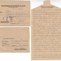 D84 Kriegsgefangenenpost 8.1.1947 Lager 145 Grenoble Frankreich - Xanten Kreis Moers