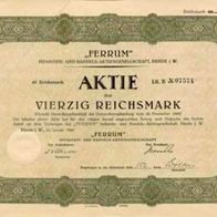 FERRUM" Industrie- und Handels-Aktiengesellschaft 1926 40 RM