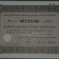 Inag" Industrie-Unternehmungen Aktiengesellschaft zu Berlin 1938 100 RM