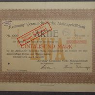 Keramag" Keramische Werke Aktiengesellschaft 1922 Mai 1000 Mark