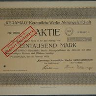 Keramag" Keramische Werke Aktiengesellschaft 1923 1000 Mark