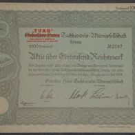 TUAG" Tuchhandels-Aktiengesellschaft 1938 1000 RM