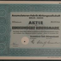 Accumulatoren-Fabrik Aktiengesellschaft Berlin-Hagen 1941 100 RM