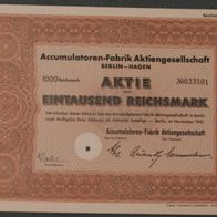 Accumulatoren-Fabrik Aktiengesellschaft Berlin-Hagen 1941 1000 RM
