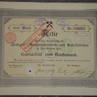 Actien-Gesellschaft "Eintracht", Braunkohlenwerke und Briketfabriken 1909 1000 Mark