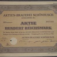 Aktien-Brauerei Schönbusch Königsberg 1942 100 RM