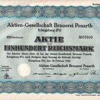 Aktien-Gesellschaft Brauerei Ponarth 1942 100 RM