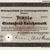 Aktiengesellschaft für Cartonnagenindustrie Dresden 1933 1000 RM