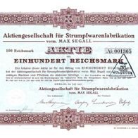 Aktiengesellschaft für Strumpfwarenfabrikation vorm. Max Segall 1927 100 RM