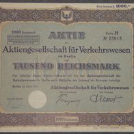 Aktiengesellschaft für Verkehrswesen zu Berlin 1926 1000 RM