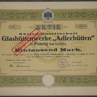Aktien-Gesellschaft Glashüttenwerke "Adlerhütten" 1922 1000 Mark