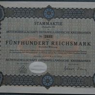 Aktiengesellschaft Osthavelländische Kreisbahnen 1924 500 RM nicht entwertet