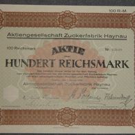 Aktiengesellschaft Zuckerfabrik Haynau 1928 100 RM