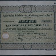 Albrecht & Meister, Aktiengesellschaft 1929 100 RM