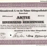 Alexanderwerk A. von der Nahmer Aktiengesellschaft 1937 1000 RM