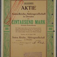 Anton Reiche, Aktiengesellschaft in Dresden 1923 1000 Mark