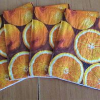 4 schöne Servietten mit Orangen Serviettentechnik Orangenscheiben