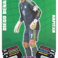 VFL Wolfsburg Topps Match Attax Trading Card 2012 Diego Benaglio Nr.450 Kapitän