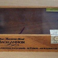 Backgammon Zigarrenkiste kl Holzkiste m. klarem Kunststoff Schiebedeckel ohne BarCode